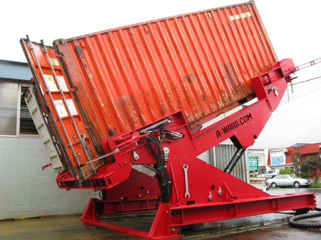 A-ward container tilter machine