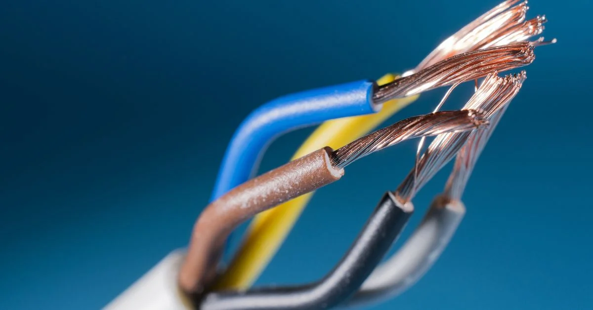 A wire in the process of being stripped.